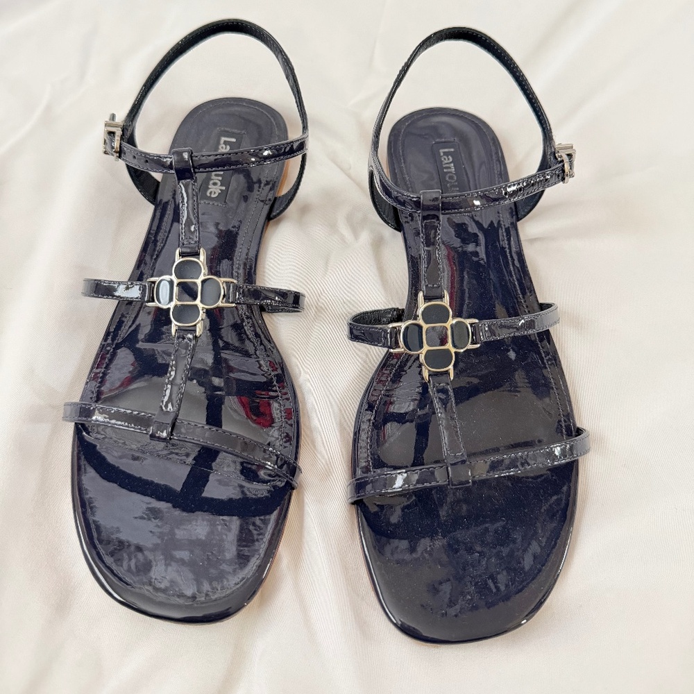 Larroude navy sandals